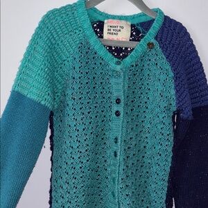 Mim-Pi Teal & Purple Knit Cardigan